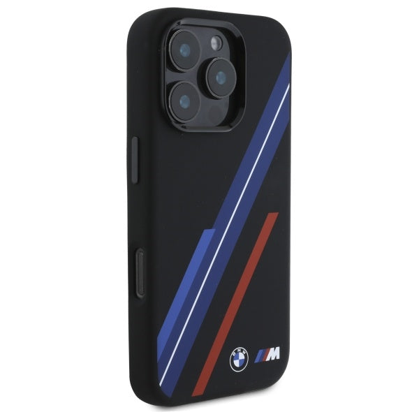BMW Silicone Random Lines MagSafe Case for iPhone 16 Pro Max - Black