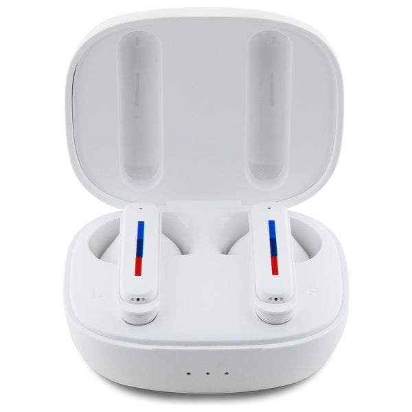 BMW Bluetooth headphones BMBEMIATP20LOH TWS + docking station white/white Printed Logos