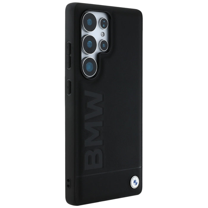 BMW Leather Big Wordmark Case for Samsung Galaxy S25 Ultra - Black