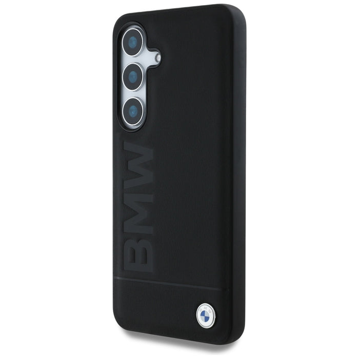 BMW Leather Big Wordmark Case for Samsung Galaxy S25+ - Black