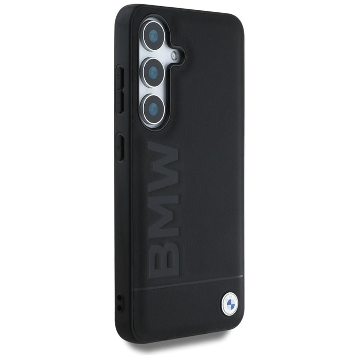 BMW Leather Big Wordmark Case for Samsung Galaxy S25+ - Black