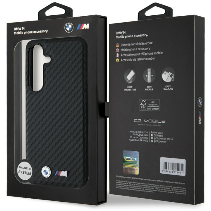 BMW Leather Carbon MagSafe Case for Samsung Galaxy S25 - Black