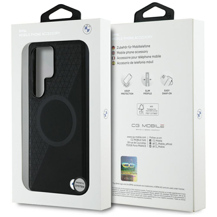 BMW Leather Half Textured MagSafe Case for Samsung Galaxy S25 Ultra - Black
