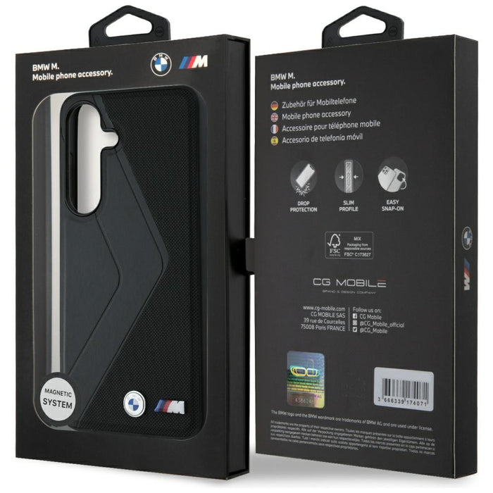 BMW Leather Oversized Stripes MagSafe case for Samsung Galaxy S25 - black