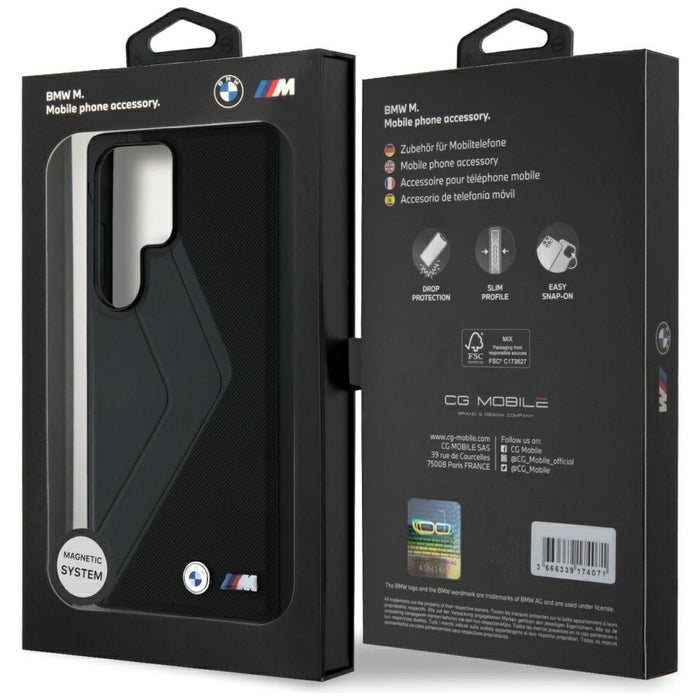BMW Leather Oversized Stripes MagSafe case for Samsung Galaxy S25 Ultra - black