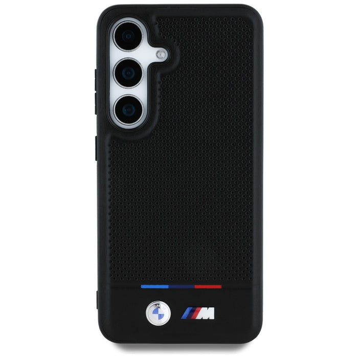 BMW Leather Tricolor Stripe MagSafe Case for Samsung Galaxy S25 - Black