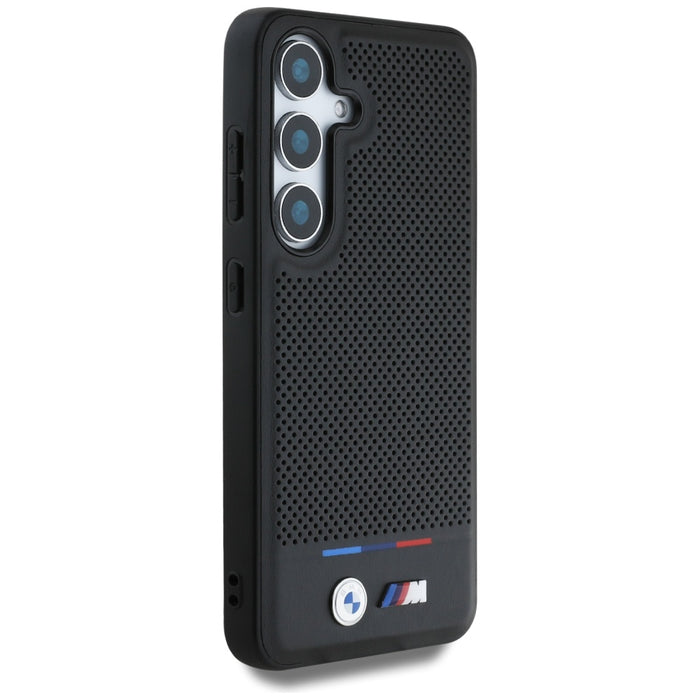BMW Leather Tricolor Stripe MagSafe Case for Samsung Galaxy S25 - Black