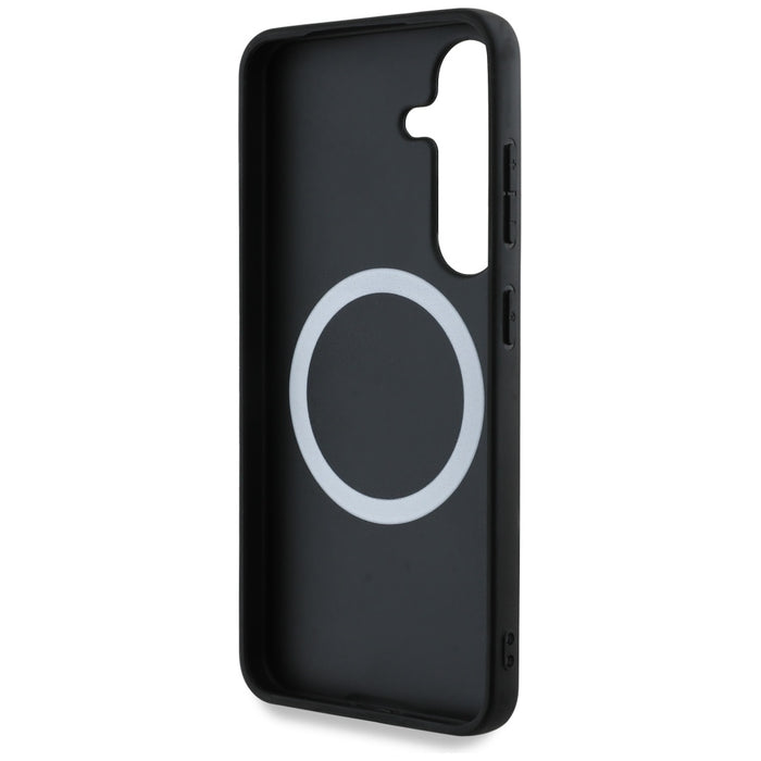 BMW Leather Tricolor Stripe MagSafe Case for Samsung Galaxy S25+ - Black