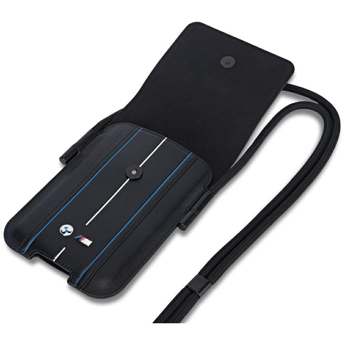 BMW Phone Pouch Blue Stripes Phone Bag - Black