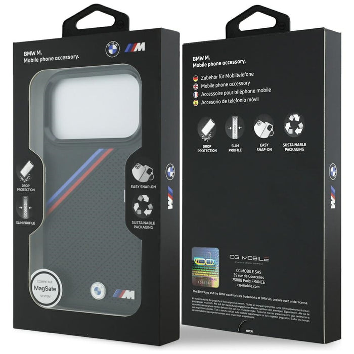BMW M Tricolor Metal Logo MagSafe Case for iPhone 17 Pro - Black