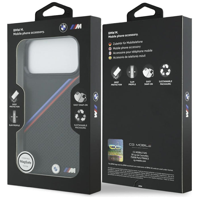 BMW M Tricolor Metal Logo MagSafe Case for iPhone 17 Pro Max - Black
