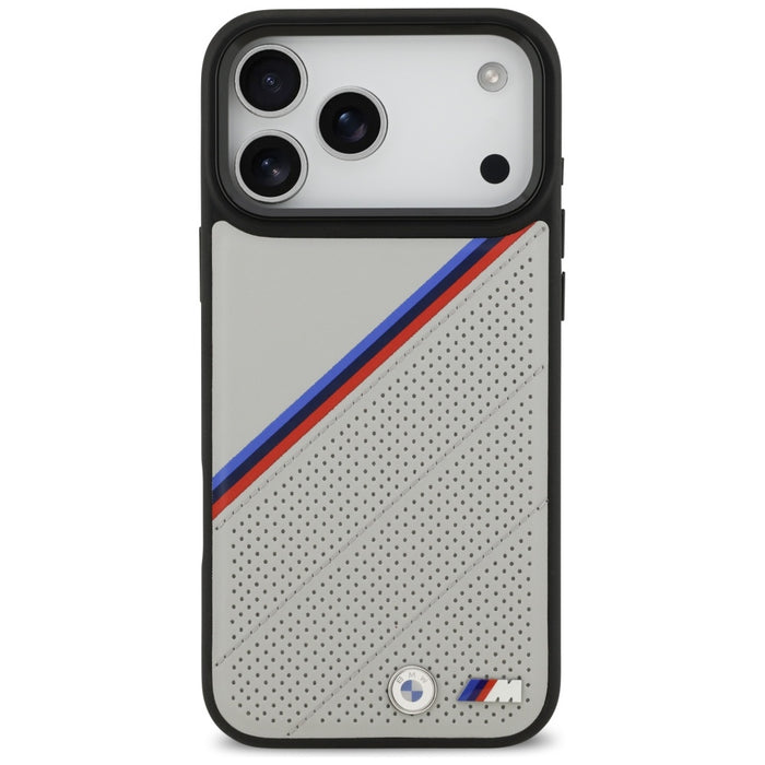 BMW M Tricolor Metal Logo MagSafe Case for iPhone 17 Pro Max - Gray