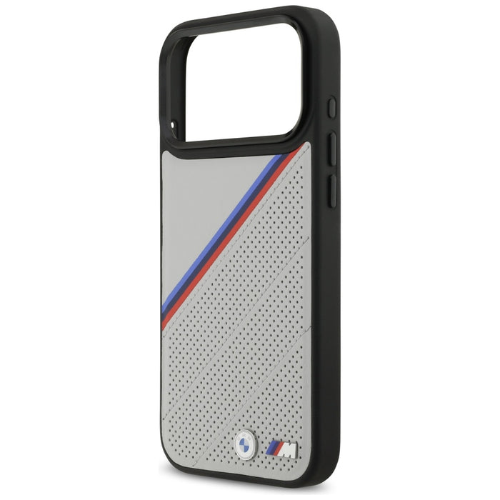 BMW M Tricolor Metal Logo MagSafe Case for iPhone 17 Pro Max - Gray