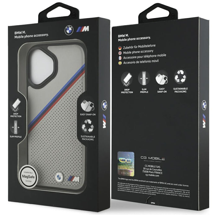 BMW M Tricolor Metal Logo MagSafe Case for iPhone 17 - Gray