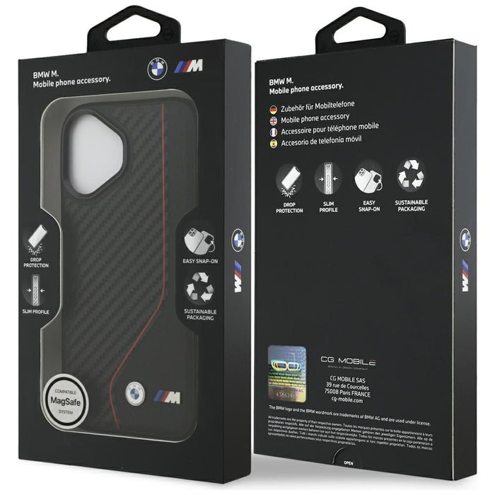 BMW M Carbon Line &amp; Logo MagSafe Case for iPhone 17 - Red