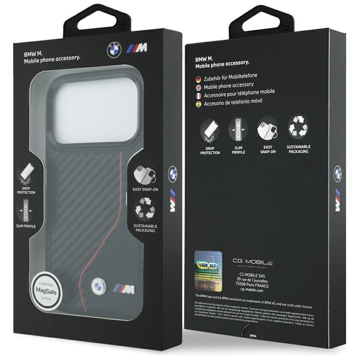 BMW M Carbon Line &amp; Logo MagSafe Case for iPhone 17 Pro - Red