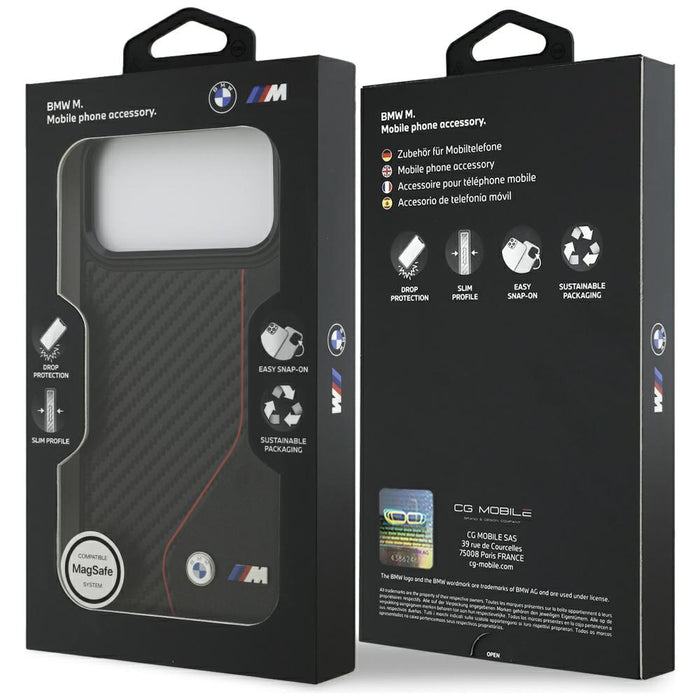 BMW M Carbon Line &amp; Logo MagSafe Case for iPhone 17 Pro Max - Red