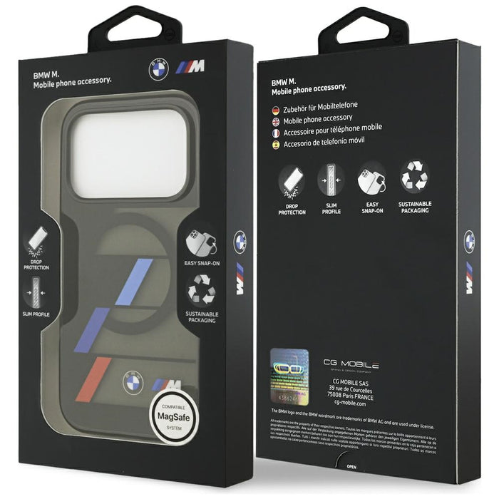 BMW M IML Metal Buttons Tricolor Lines MagSafe Case for iPhone 17 Pro Max - Black