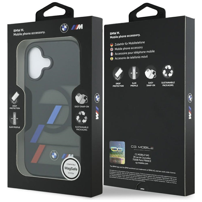 BMW M IML Metal Buttons Tricolor Lines MagSafe Case for iPhone 17 - Black