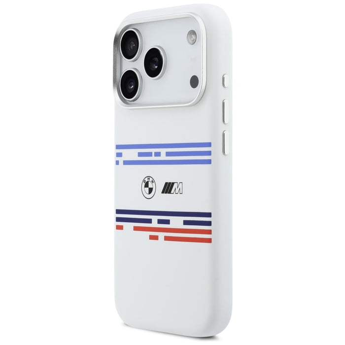 BMW M Silicon Horizontal Line MagSafe Case for iPhone 17 Pro - White