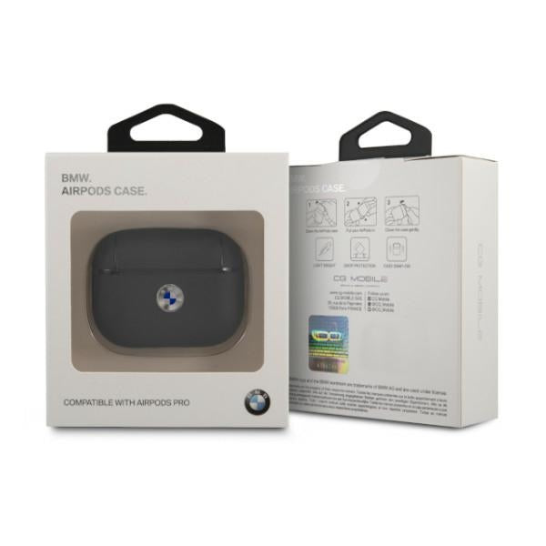 BMW Genuine Leather Silver Logo AirPods Pro Case - Navy Blue