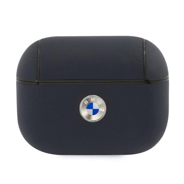 BMW Genuine Leather Silver Logo AirPods Pro Case - Navy Blue