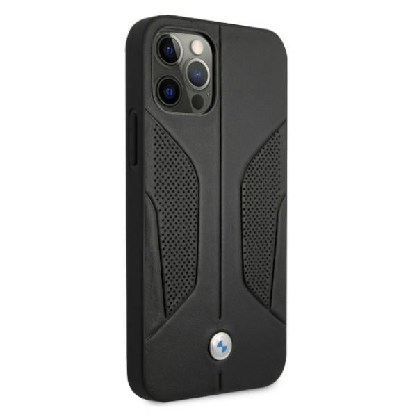 BMW Leather Perforated Sides Case for iPhone 12 Pro Max - Black