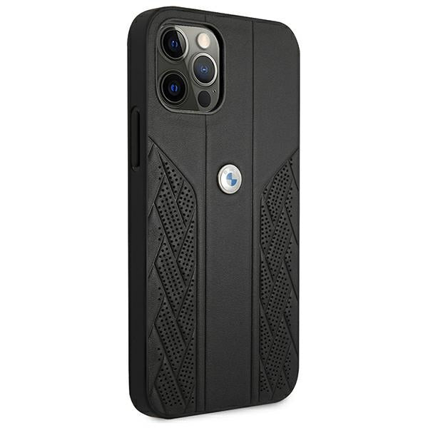 BMW Leather Curve Perforate Case for iPhone 12 Pro Max - Black
