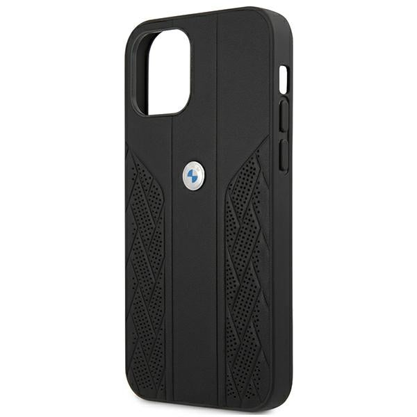 BMW Leather Curve Perforate Case for iPhone 12 Pro Max - Black