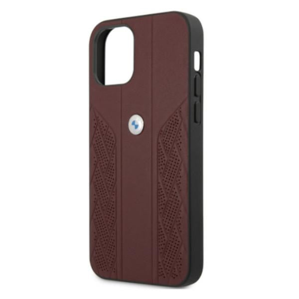 BMW Leather Curve Perforate Case for iPhone 12 Pro Max - Red