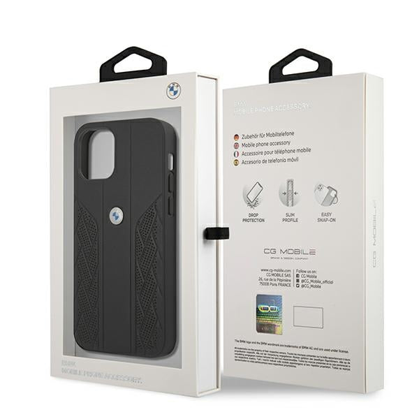 BMW Leather Curve Perforate Case for iPhone 12 mini - Black