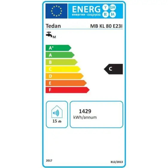 Boiler TEDAN Combi Plus INOX 80 liters vertical stainless single coil left connections 3 kW