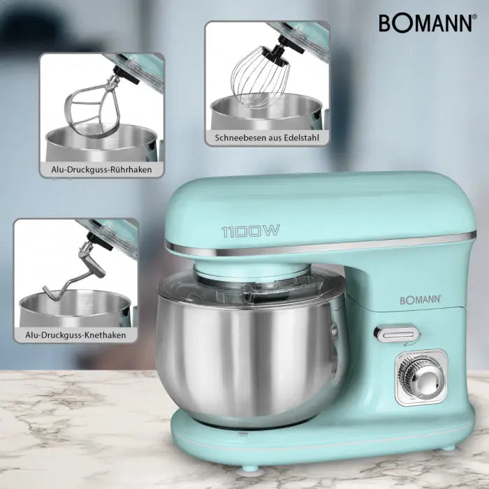 Bomann KM 6030 CB food processor 1100 W 5 L Mint colour - Food processorsAGD-ROK<<<Home Appliance