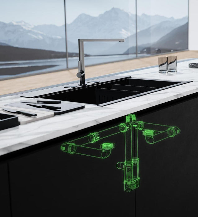 SINK TRAP 1 1/2 Ф40 WITH 2 PP SPOUTS