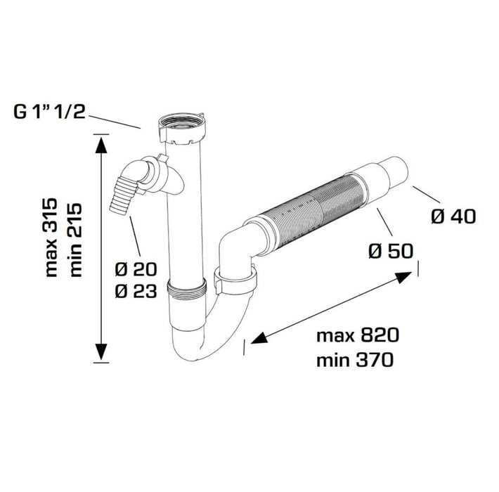 SINK TRAP WITH 1 SPOUT GV 1 1/2 40/50