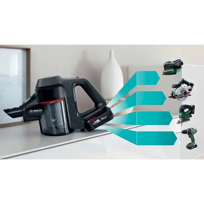 Bosch BBS712A Cordless Handstick Vacuum Cleaner Unlimited 7 TurboSpin motor 82 dB(A) 3.0 Ah battery 18.0V AllFloor