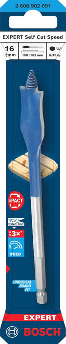 BOSCH EXP FLAT WOOD DRILL BIT 16 MM
