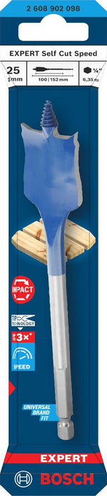 BOSCH EXP FLAT WOOD DRILL BIT 25 MM