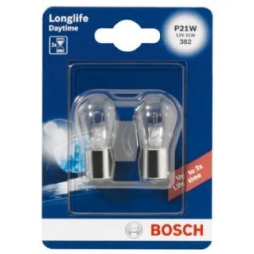 BOSCH LONGLIFE DAYTIME P21W 4000K 21W 12V CARTON BLISTER X2 PCS - АВТОАКСЕСОАРИ<<<MaxCar&&&КРУШКИ И СВЕТЛИНИ<<<MaxCar