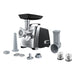 Bosch MFW67440 Meat mincer ProPower 2000W 3,5 kg/min nr. 8 3 sieves kebbe attachment shredder with 2 drums reverse
