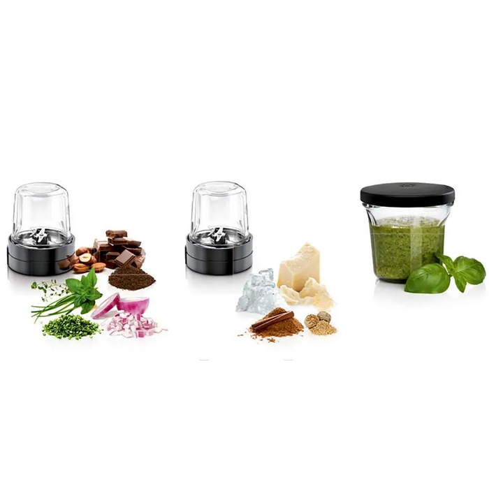 Bosch MUZ45XCG1 3 in 1 accessory set for grinding slicing and storage suitable for MUM4 MUM5 MUM Series 2 and MUM