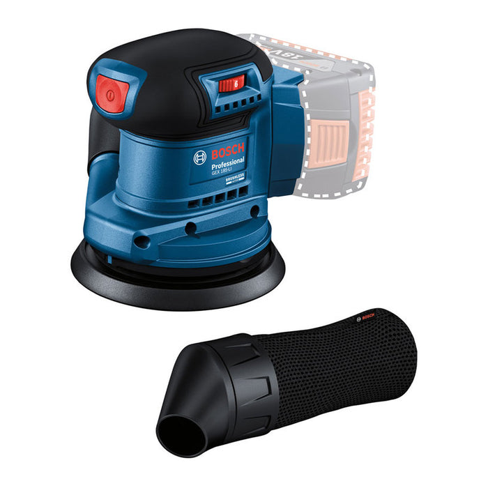 BATTERY BRUSHLESS ECCENTRIC GRINDER BOSCH PROFESSIONAL GEX 185-LI SOLO 18 V, 125 mm