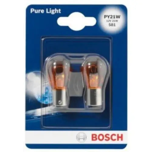 BOSCH PURE LIGHT PY21W AMBER 12V CARTON BLISTER X2 PCS - АВТОАКСЕСОАРИ<<<MaxCar