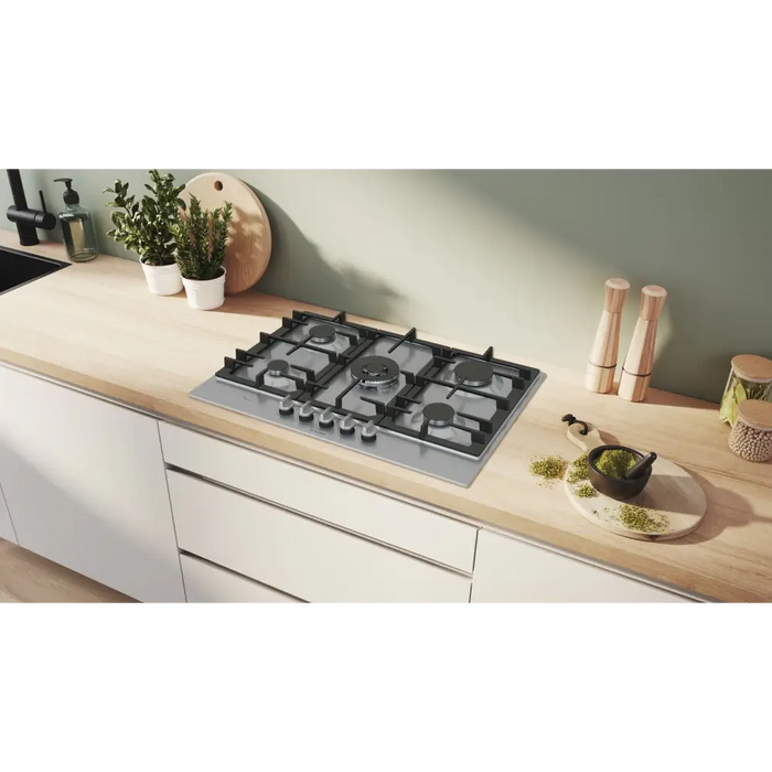 Bosch Serie 6 PCQ7A5I90 hob Stainless steel Built-in 75 cm Gas 5 zone(s) - Built-in hot platesAGD-PGZ<<<Home Appliance