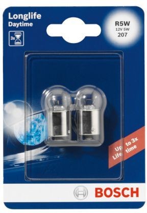 BOSCH LONGLIFE DAYTIME R5W 4000K 5W 12V CARTON BLISTER X2 PCS