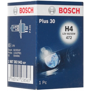 BOSCH PLUS 30% H4 3200K 55W/60W 12V CARTON BOX 1 PCS
