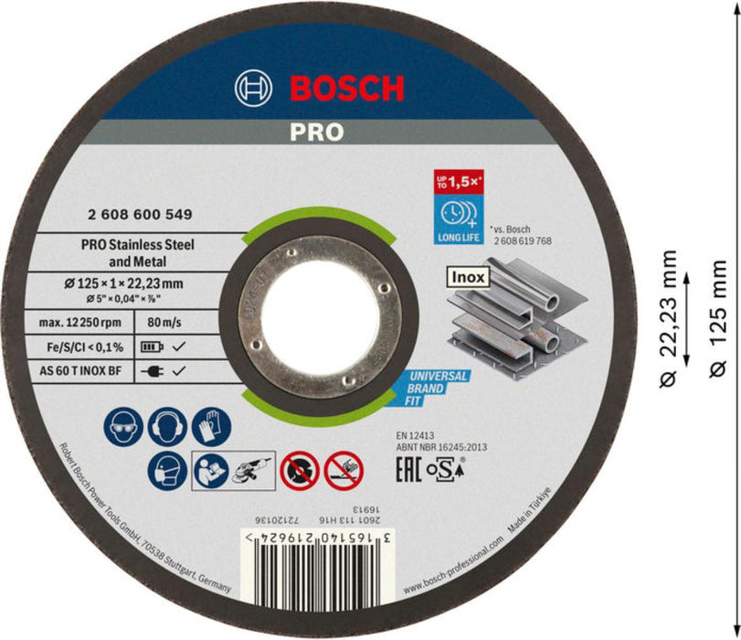 DISC FOR STAINLESS STEEL F125X1.0MM BOSCH