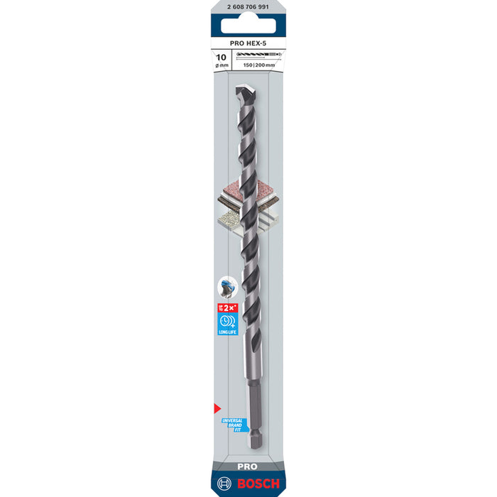 METAL DRILL BIT HEX-5 BOSCH 10x150x200