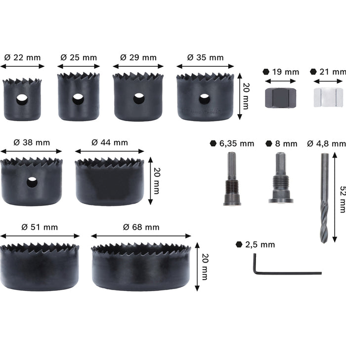 BOSCH WOOD & DRYWALL BOSCH 22/25/29/35/38/44/51/68 MM BOSCH SET