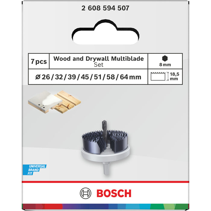 SET OF BOSCH WOOD & DRYWALL MULTIBLADE 26/32/39/45/51/58/64 MM BOSCH WOOD & DRYWALL MULTIBLADE